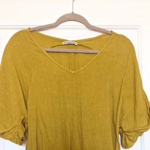 Francesca Bettini Linen Dress Linen Maxi Dress in Mustard Yellow | Size XL